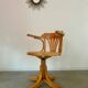 Old “American” office armchair in blond oak wood, curved cannage design, 60s vintage