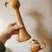 Duo de bougeoirs en grès satiné