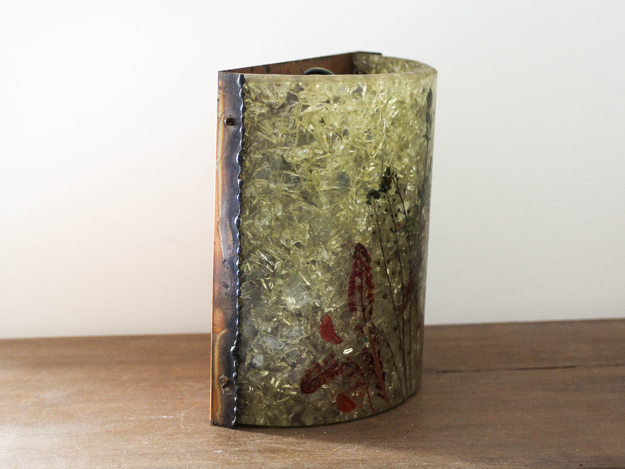 Accolay resin and copper wall lamp