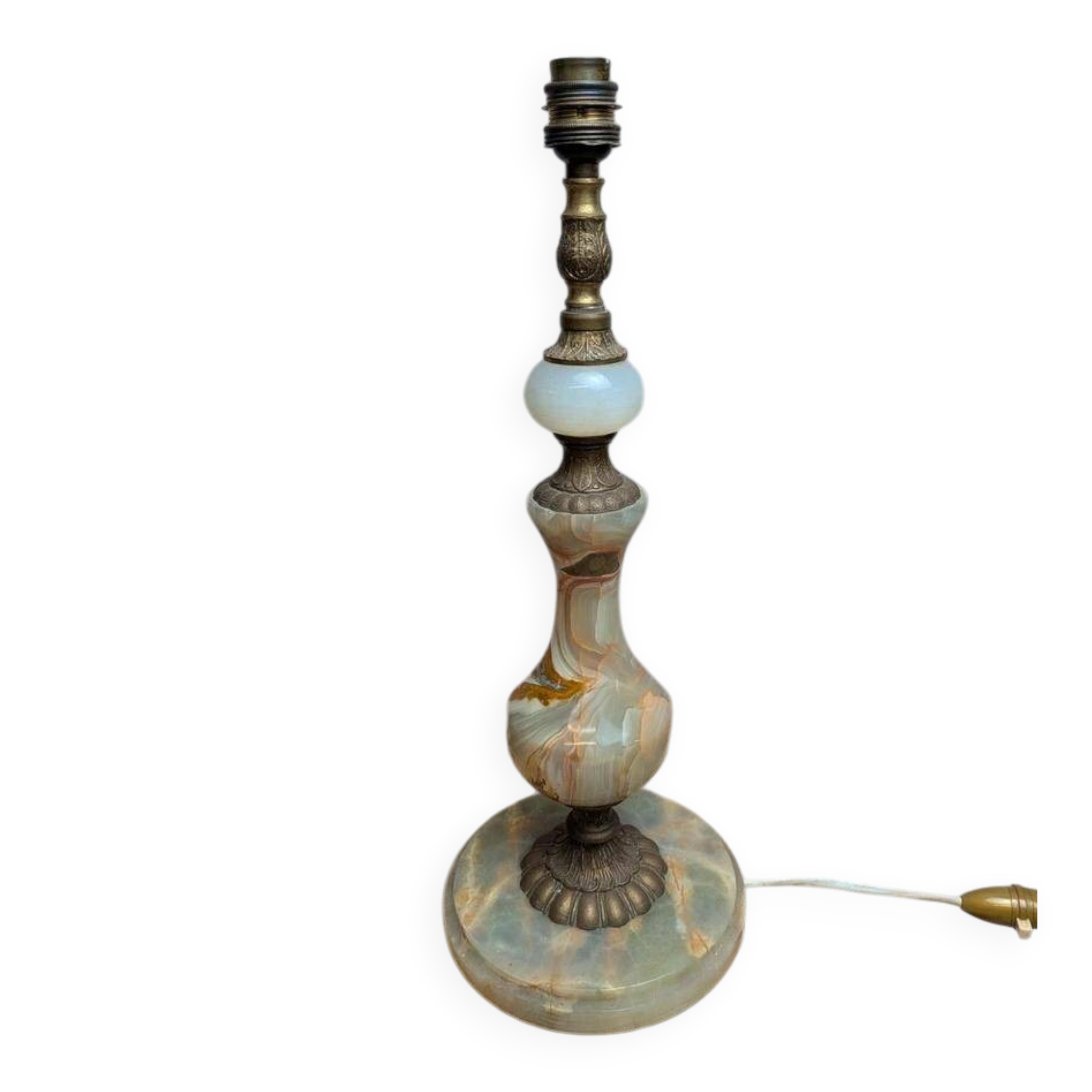 Vintage lamp base in onyx and brass