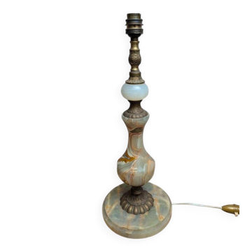 Pied de lampe vintage en onyx et laiton