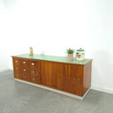 meuble de métier en bois ancien avec lame en formica