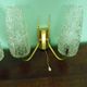 Wall lamps double lighting, with drawer, gilded metal, lampshade in worked glass - 1970