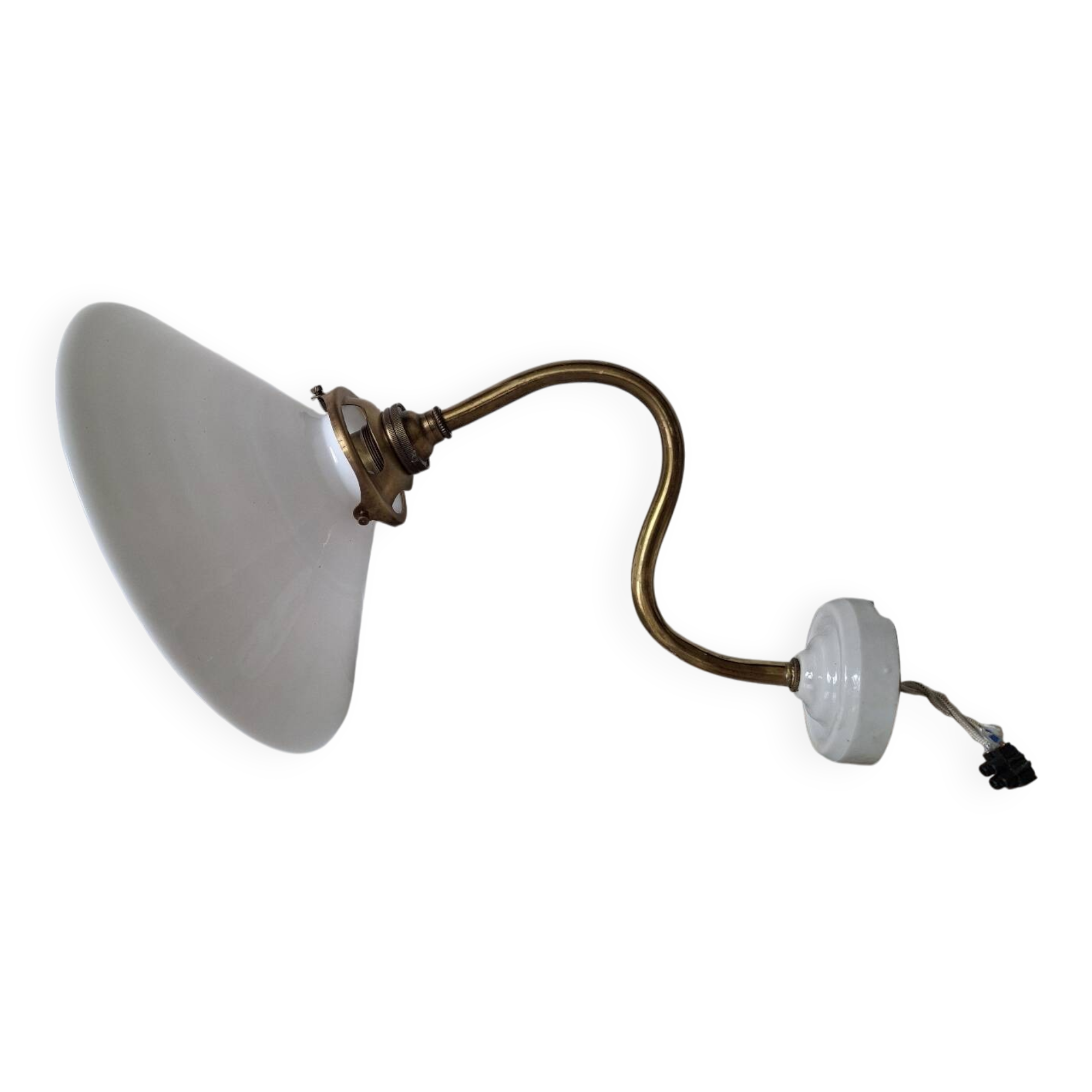 Brass and opaline wall light