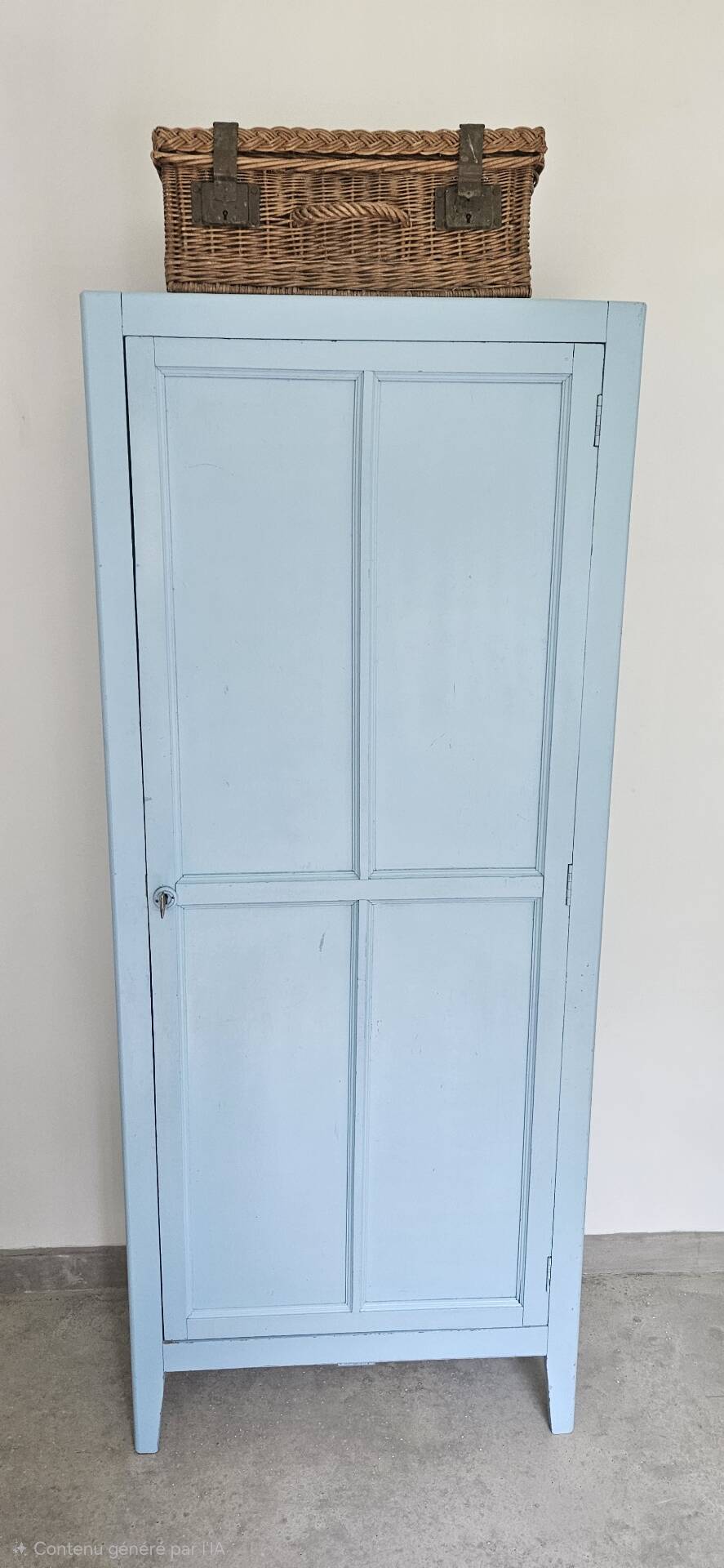 Armoire parisienne àcienne lingère meuble rangement vintage bleu