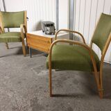 Pair of Bow Wood Steiner Mid-Century Armchairs