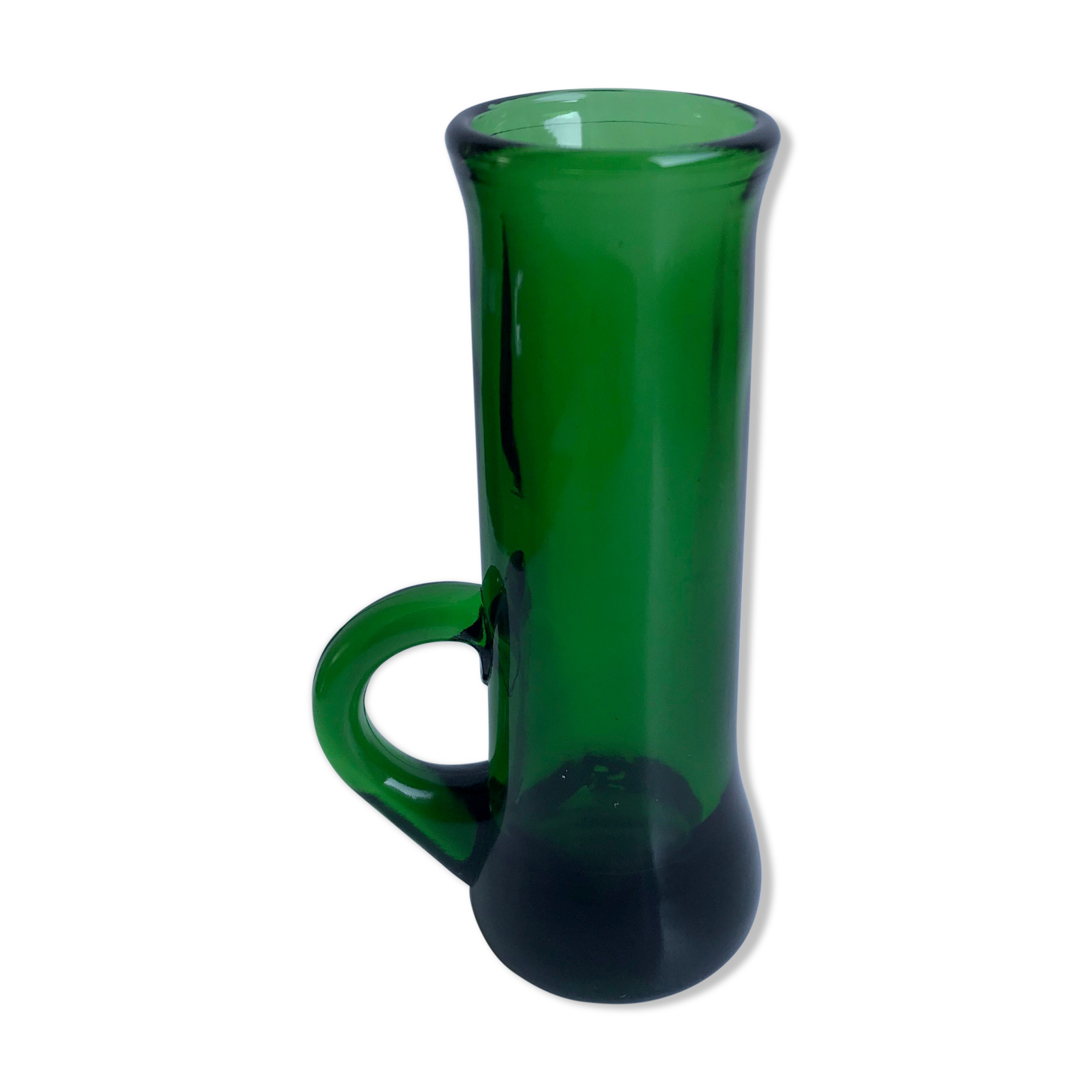 Green glass candle holder 70s