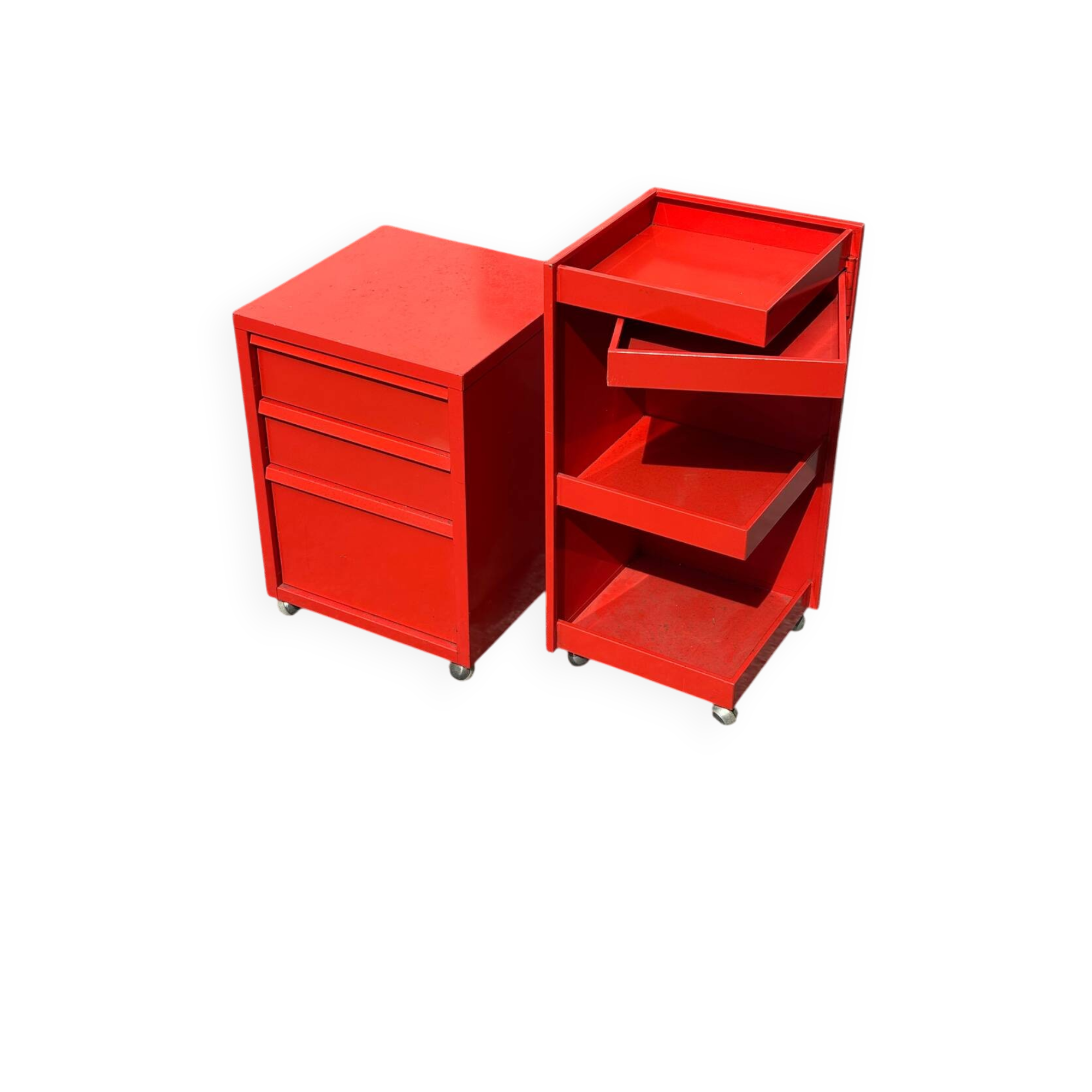 Prisunic 1970 metal trolley and box