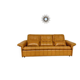 Vintage 3-seater De Sede sofa in thick cognac leather, 1970s design.