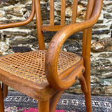 Children's bistro chair in wood and caning