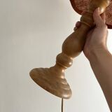 Pair of vintage wooden foot lamps