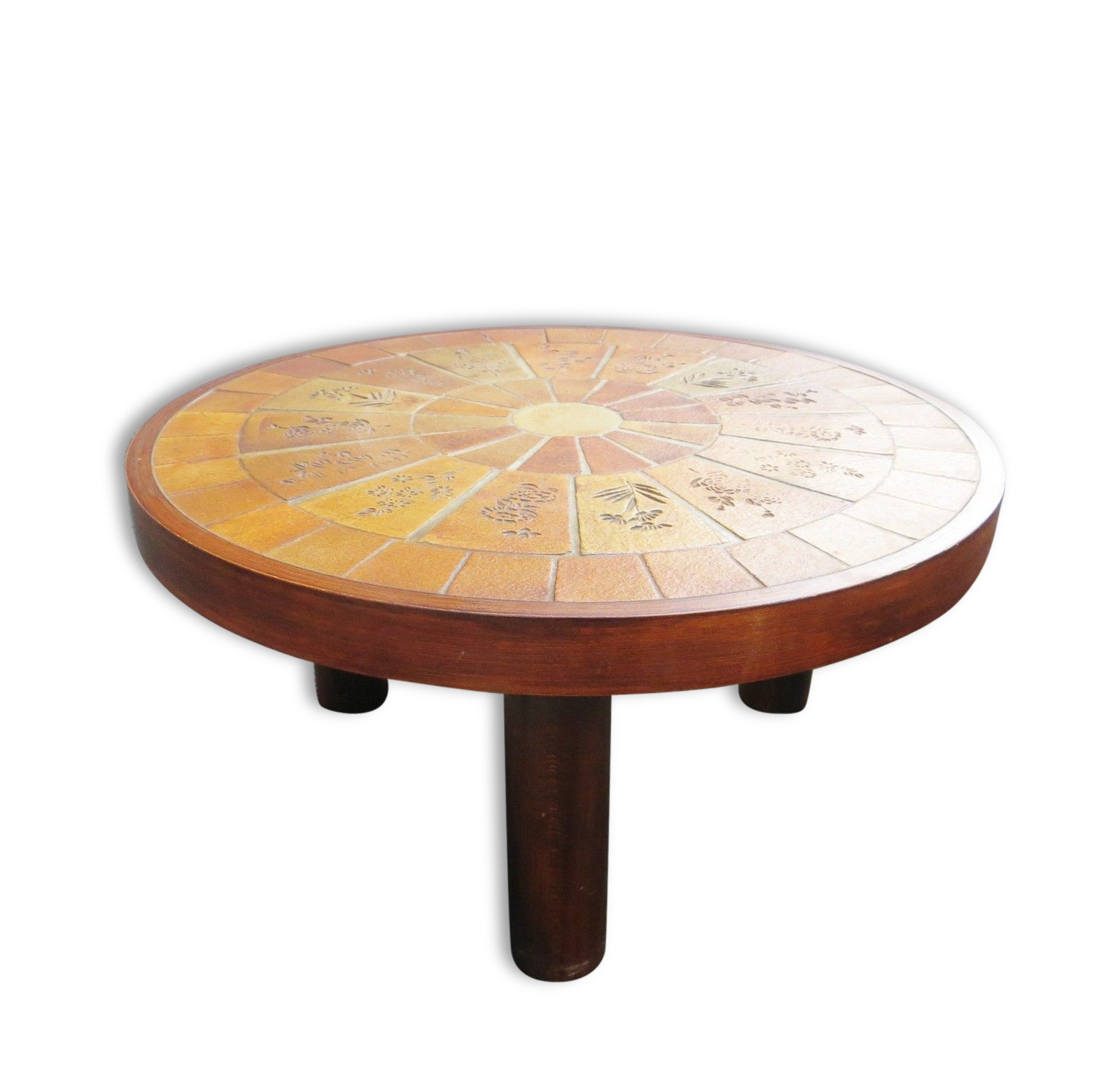 Signed Vallauris R LEDUC ceramic coffee table