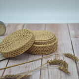 Set of 6 wicker coasters with their storage box