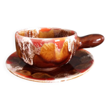 Cup, saucer, breakfast, Vallauris in flame-patterned ceramic.