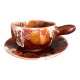 Cup, saucer, breakfast, Vallauris in flame-patterned ceramic.