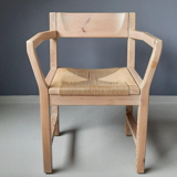 Set of 4 pine chairs with Tage Poulsen paper rope seat for Gramrode 1970