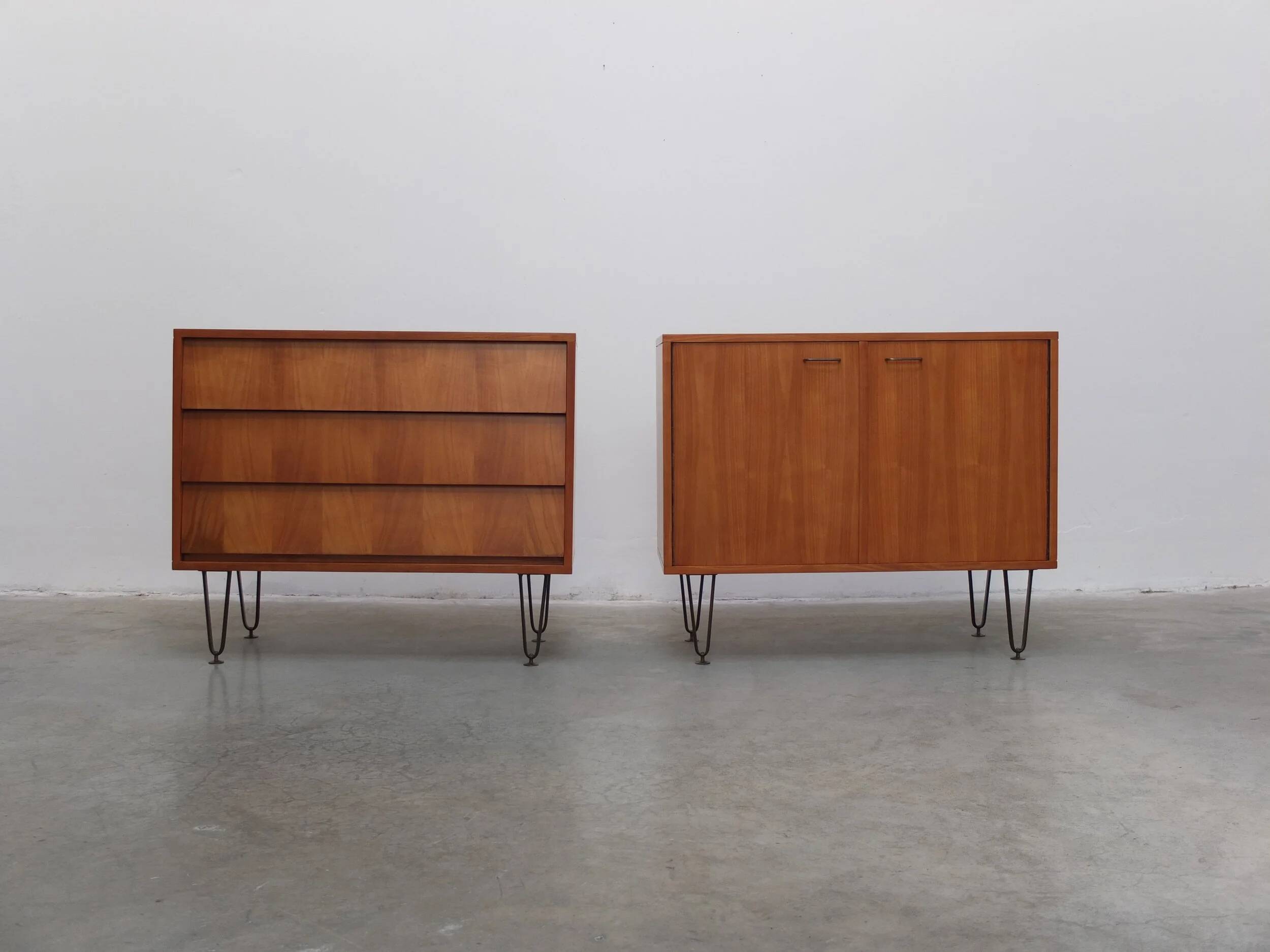 Pair of honey coloured cabinets by Alfred Hendrickx for Belform, 1950s