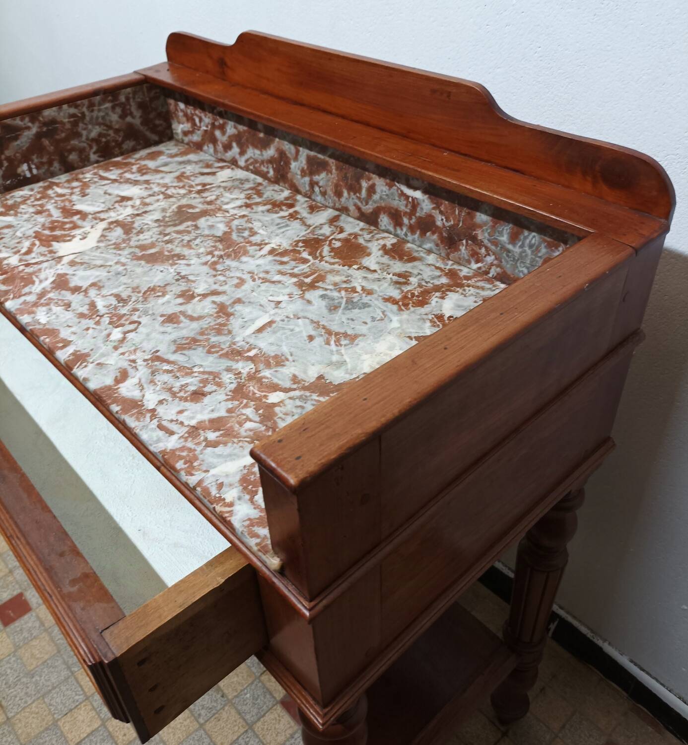 Old wooden and marble dressing table