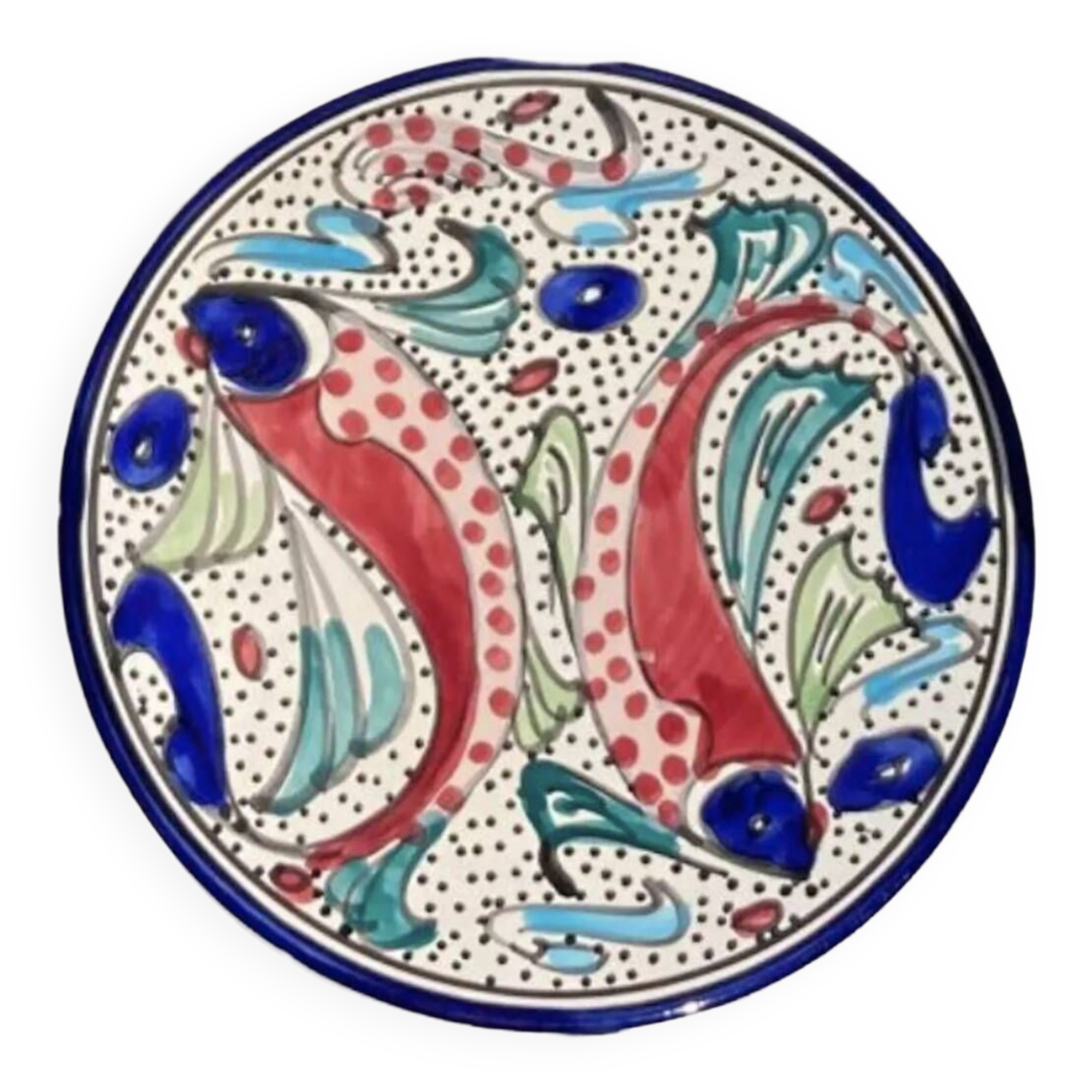 Multicolored fish ceramic decorative wall plates