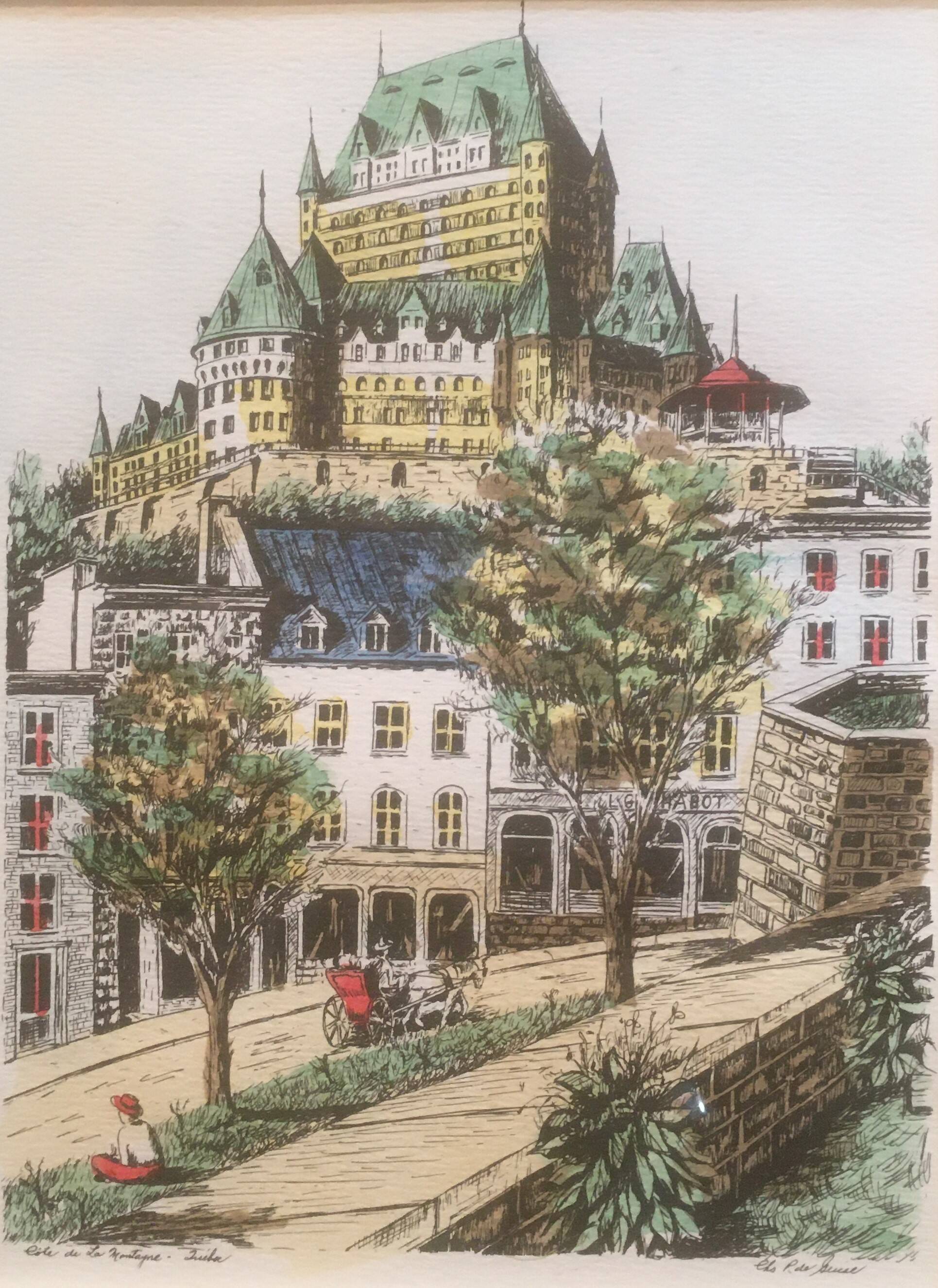 Château de Frontenac framed, Quebec Lithograph