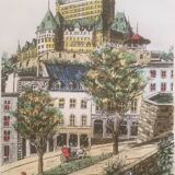 Château de Frontenac framed, Quebec Lithograph