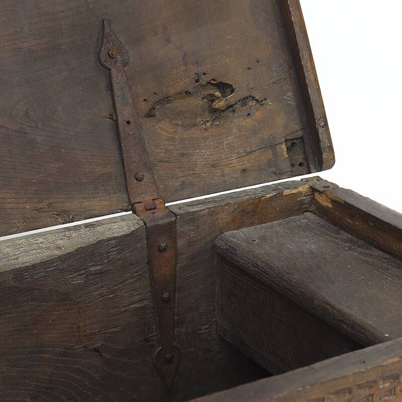 Large 18th Century Rustic Antique Farmhouse Folk Art Blanket Chest