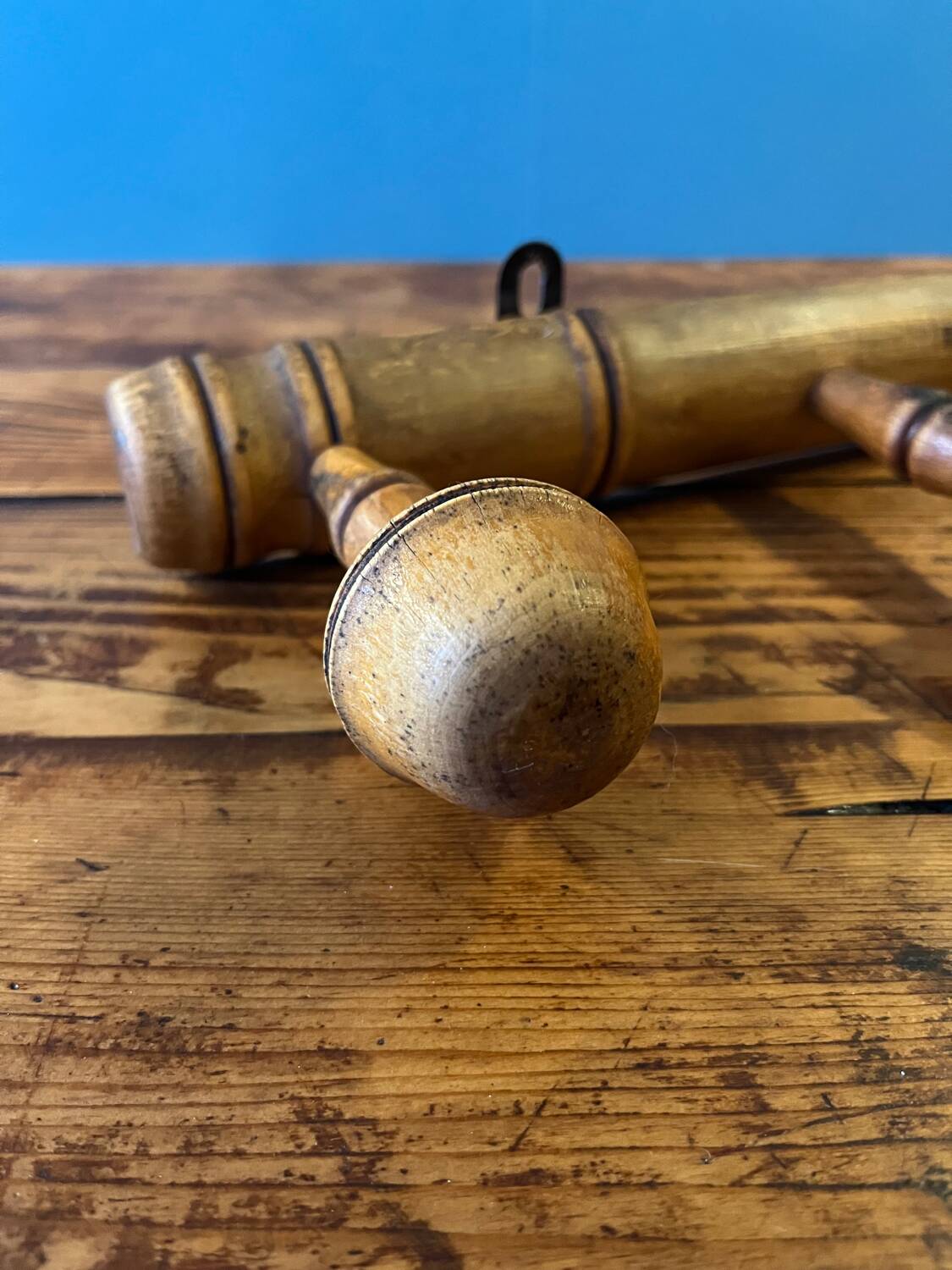 Wooden coat rack from the 60s with 3 hooks