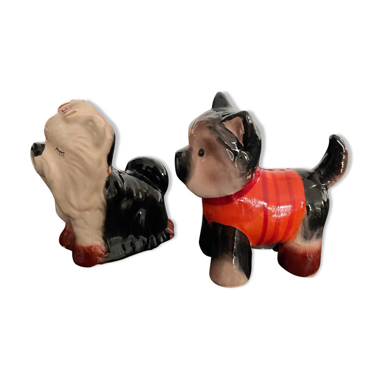 Vintage Pepper Shaker Duo Ceramic Dogs