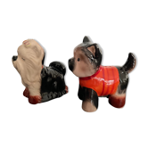 Vintage Pepper Shaker Duo Ceramic Dogs