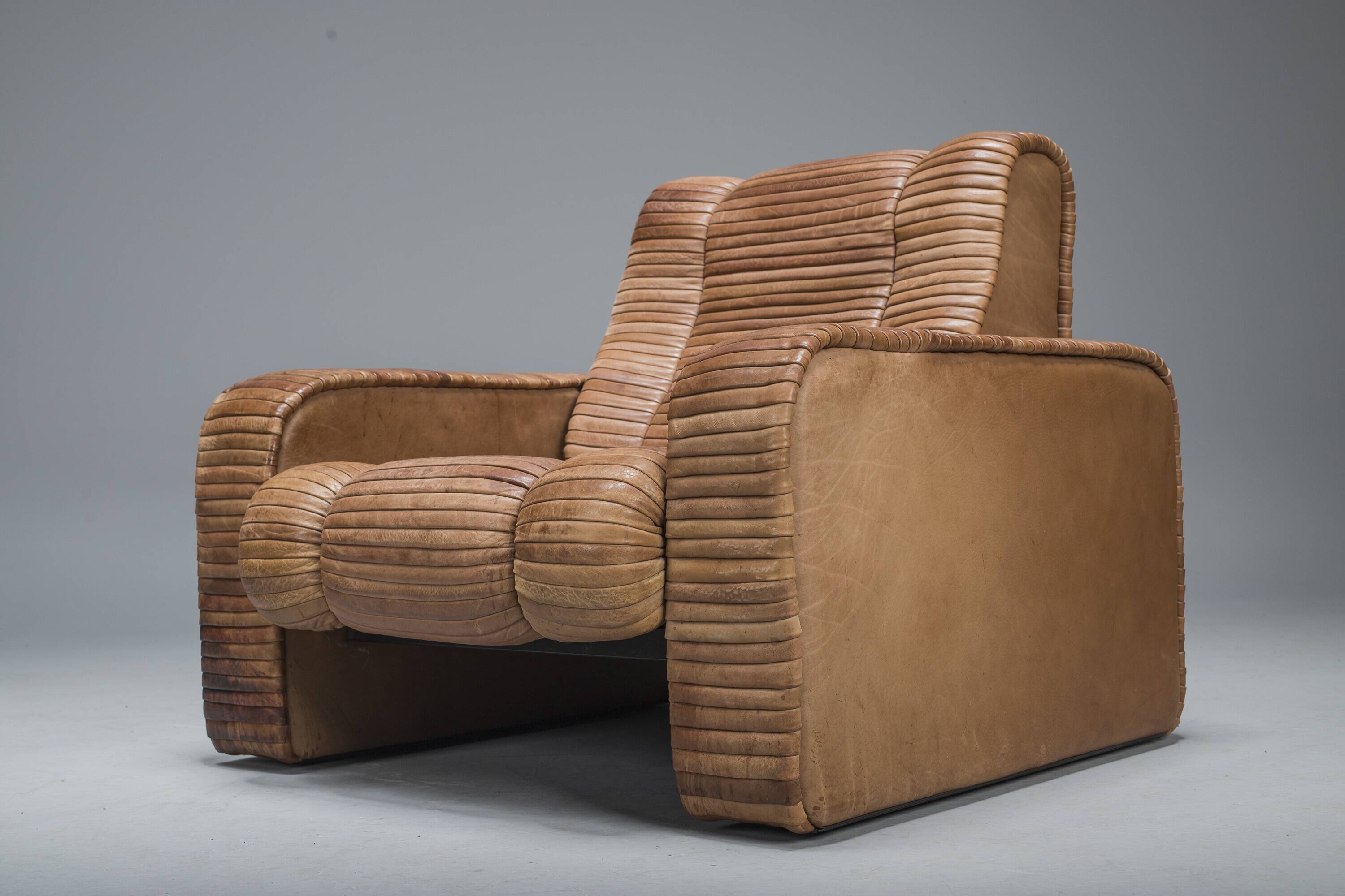 Set of Armchairs in Patchwork Leather by Ernst Lüthy for De Sede