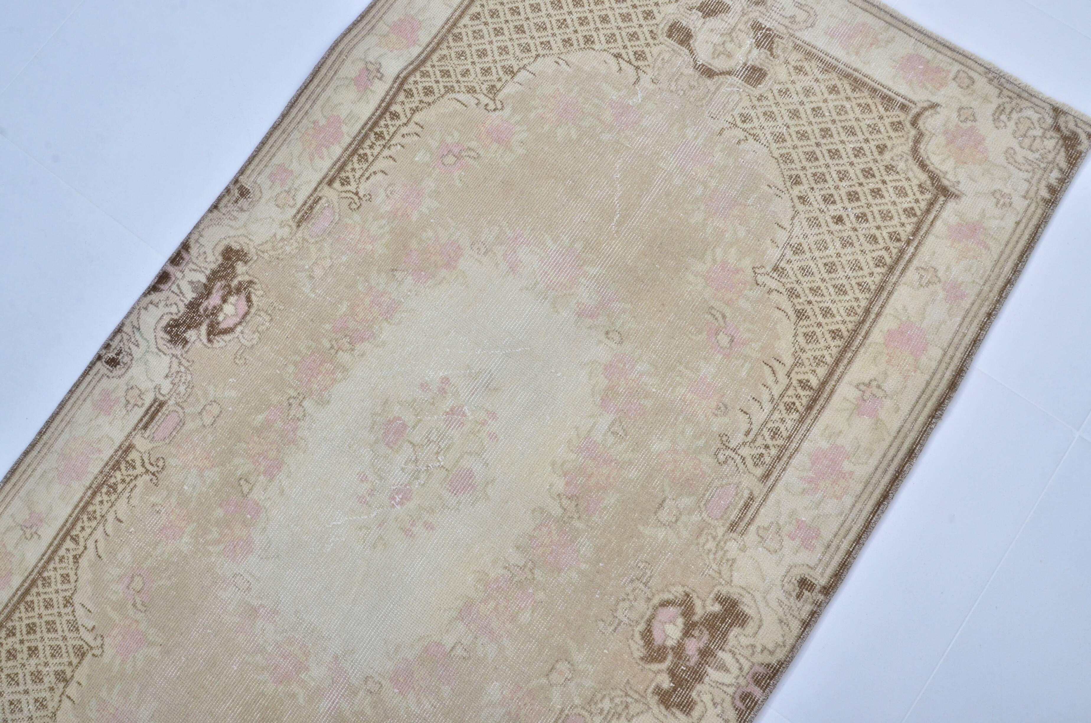 Tapis Oushak vintage aux couleurs douces, référence 3298