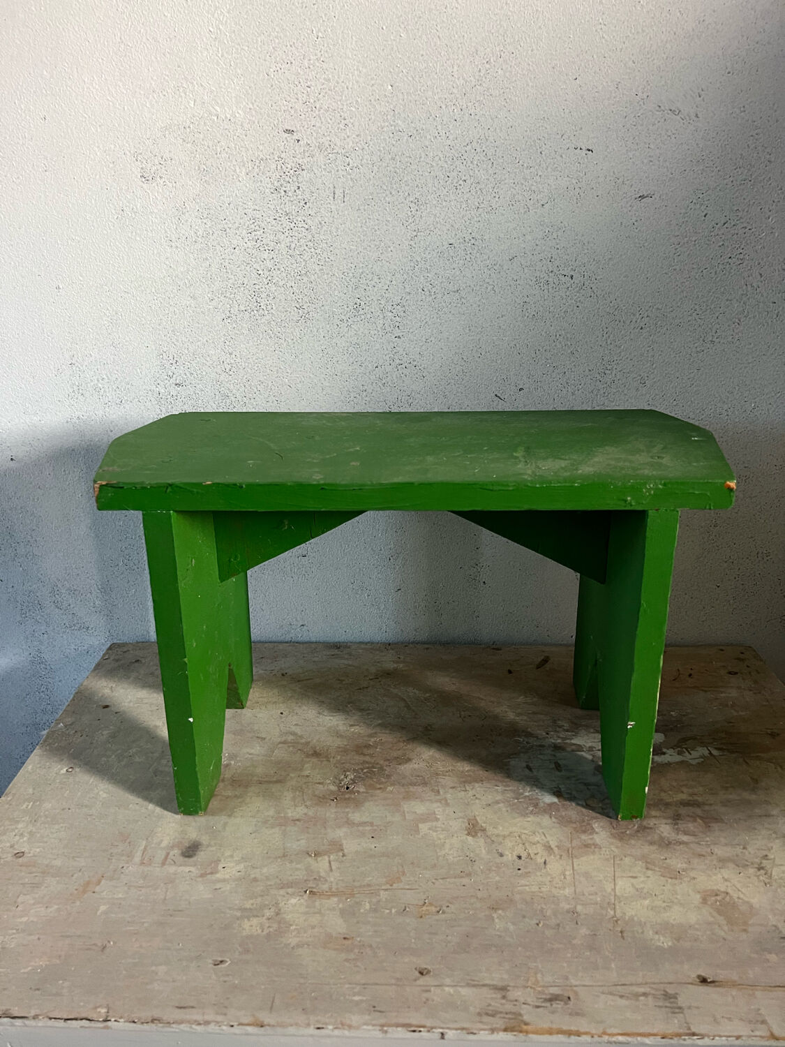 Green wood bench stool