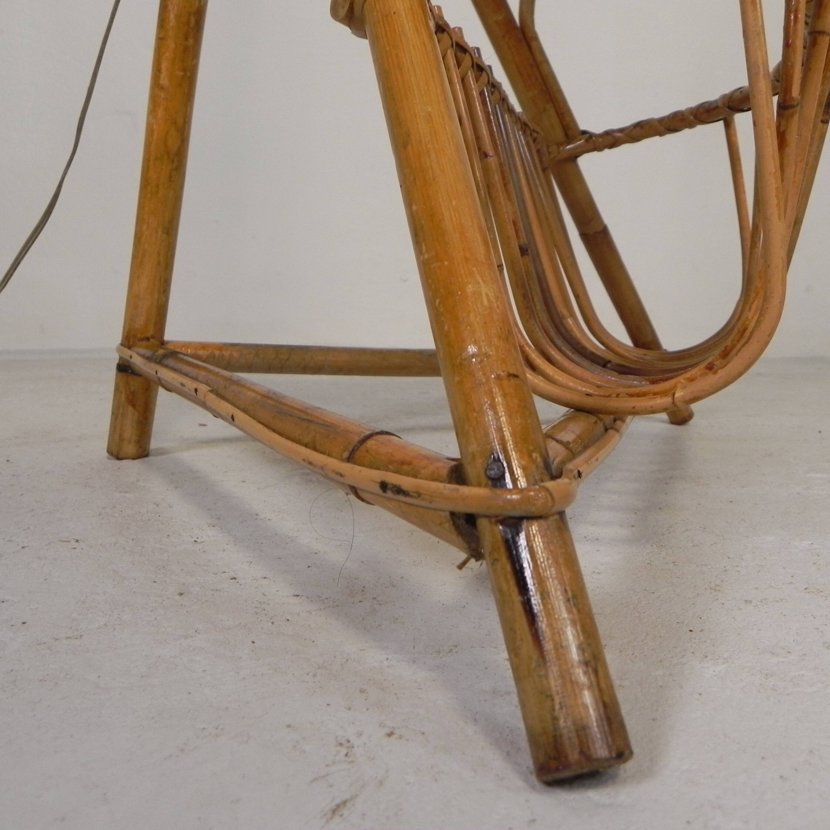 Bamboo floor lamp, 1950s
