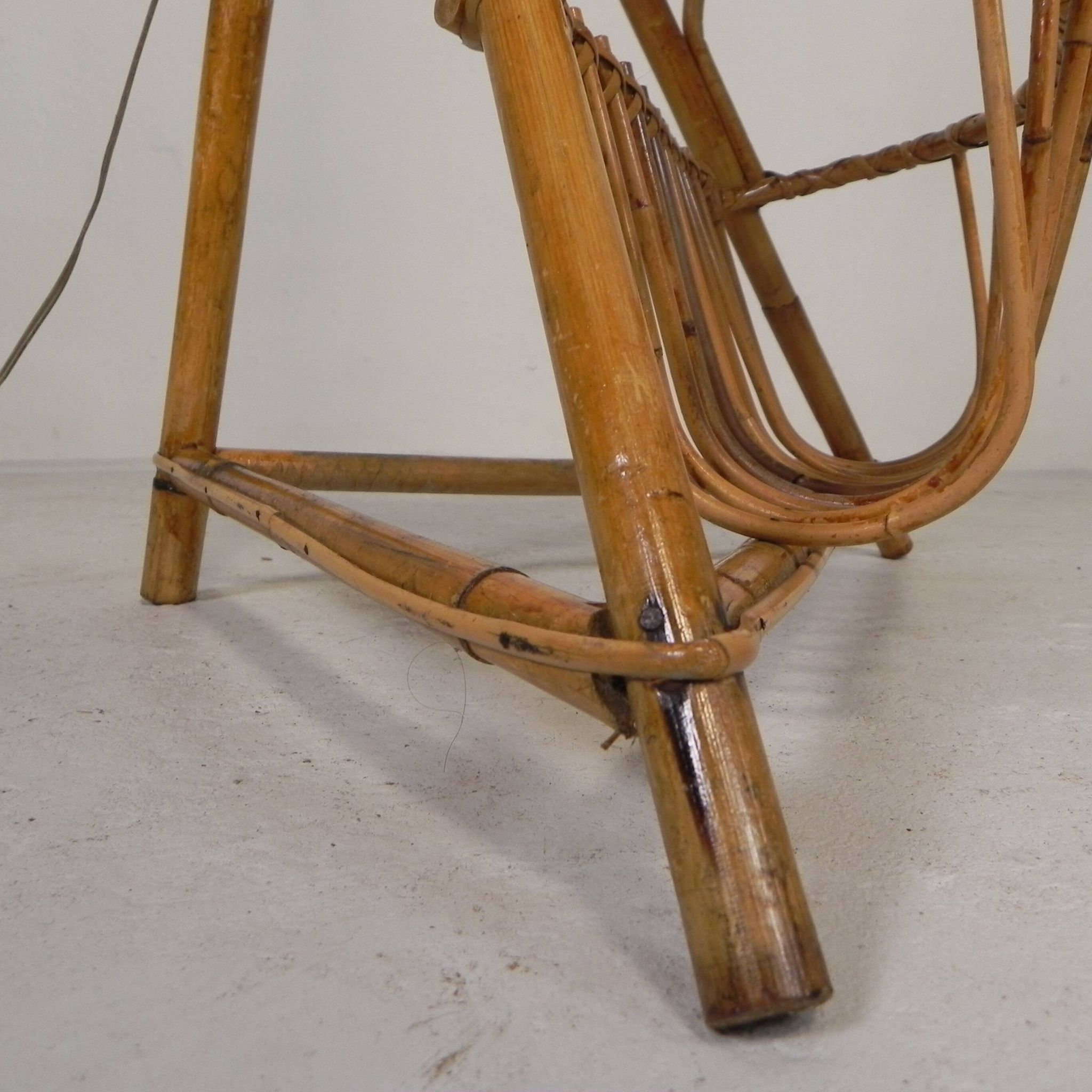 Lampe sur pied en bambou, années 1950