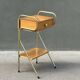 60s wooden and gold metal bedside table