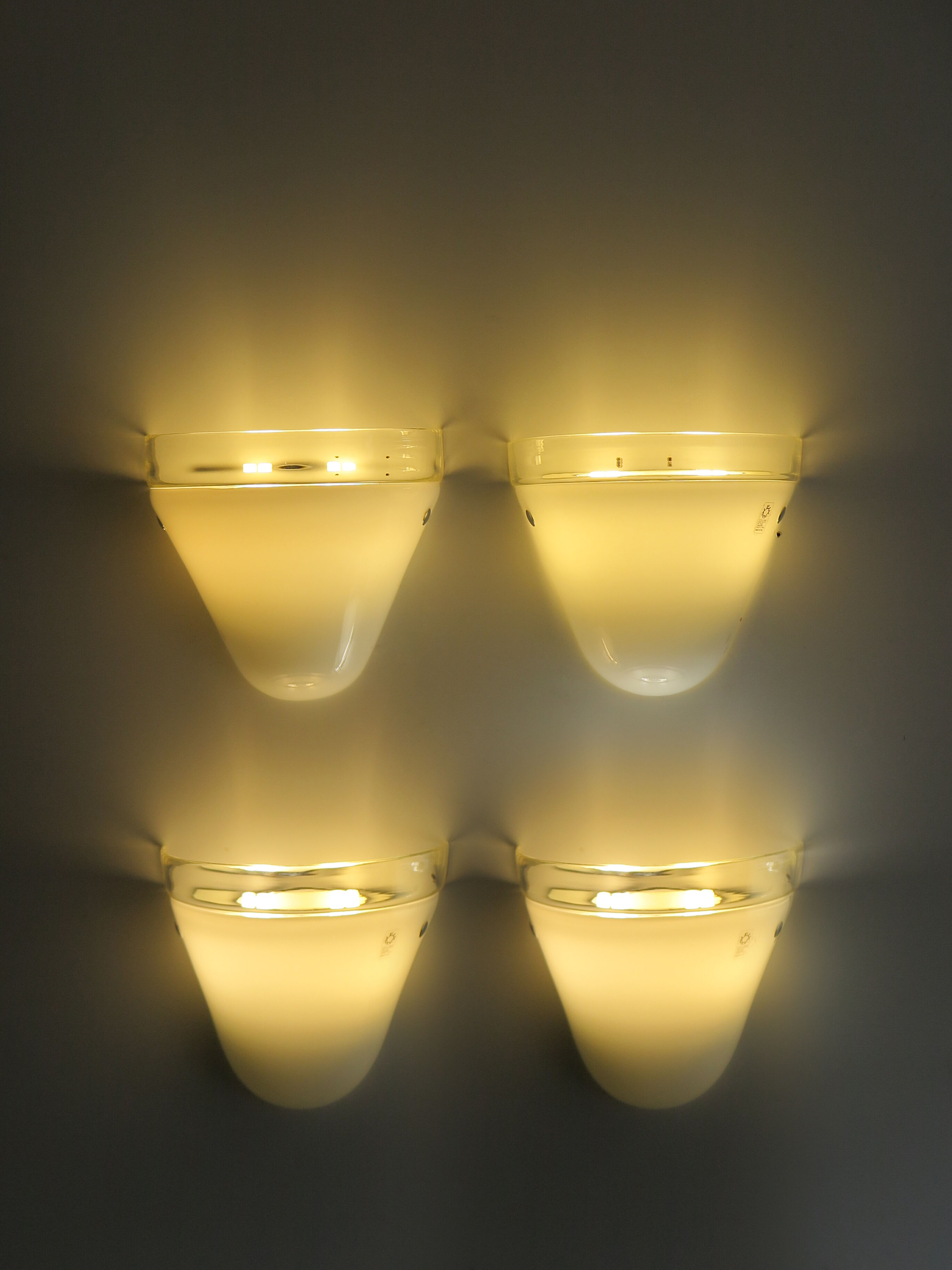Italian sconces wall lamps  by Leucos with Murano glass, 1970s