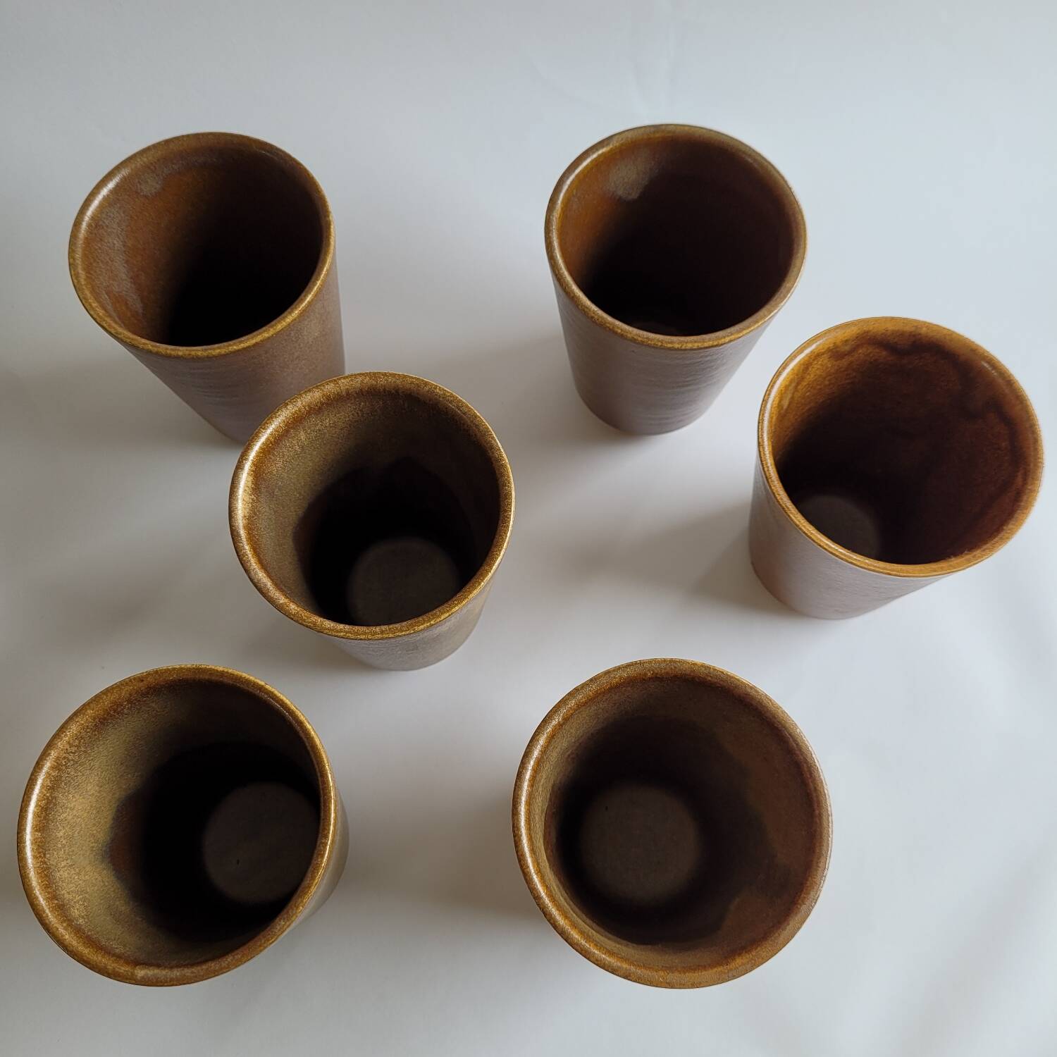 Set of 6 Digoin stoneware tumblers / cups