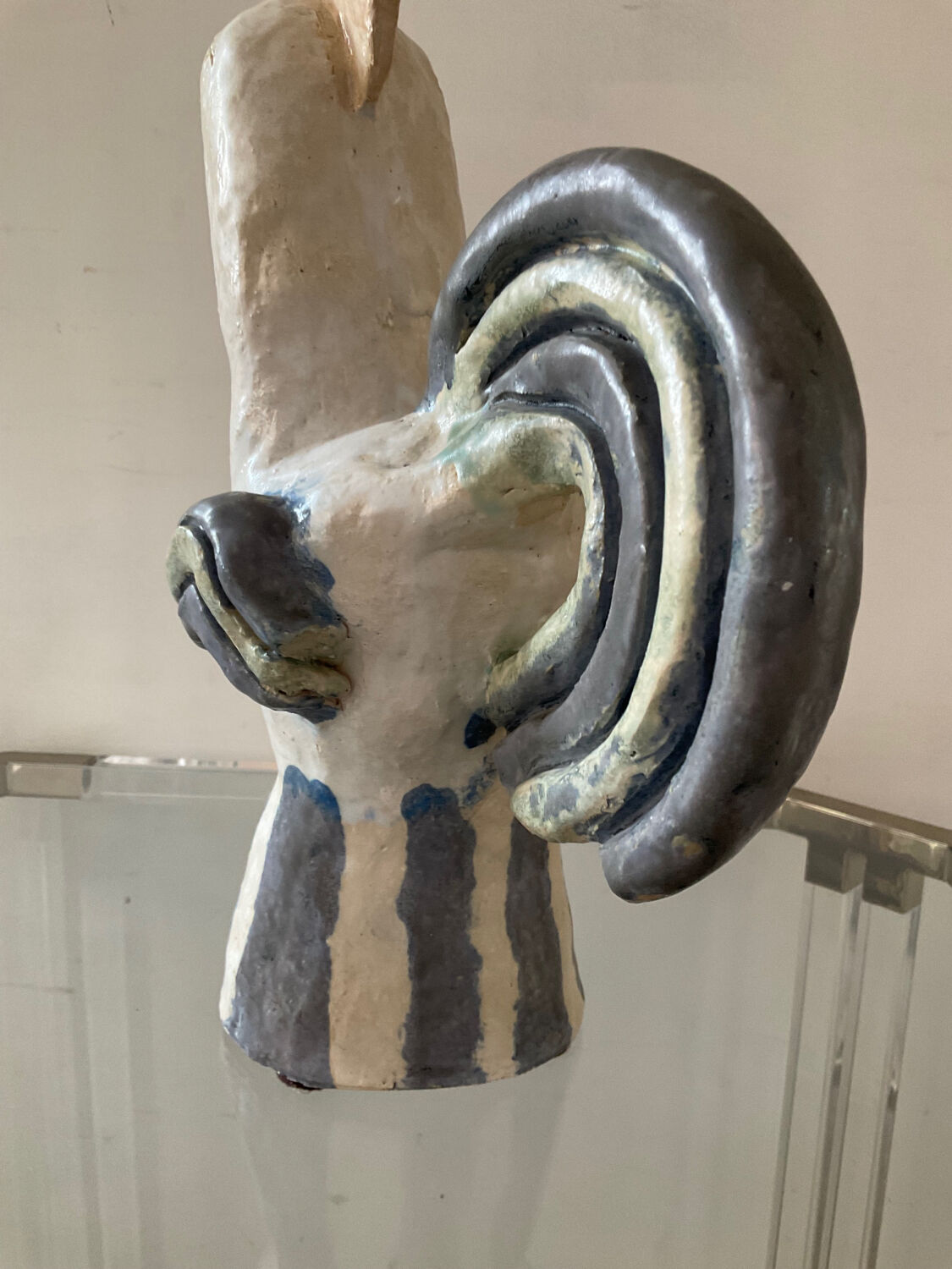 Vintage coq from the 60s in glazed stoneware