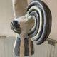 Vintage coq from the 60s in glazed stoneware