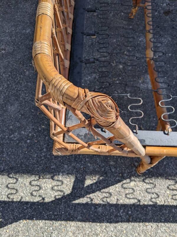 Lit 90/190 en rotin osier bambou vintage design scandinave artisanal