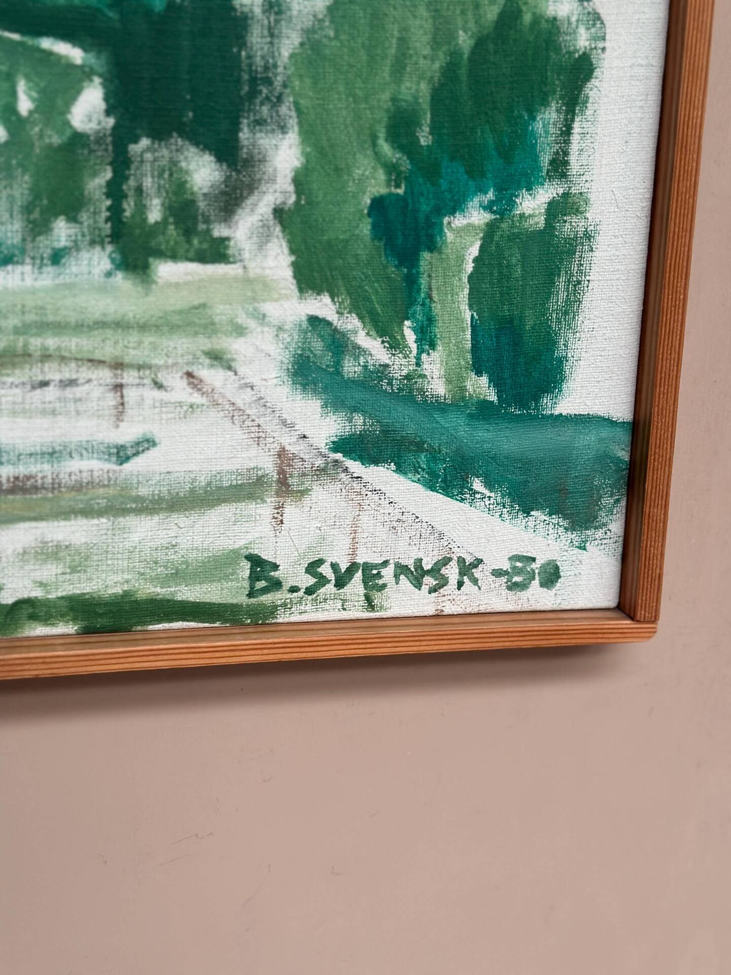 Original Swedish Oil on Canvas – “Milk Shed at Kaga” by Björn Svensk – Signed – Dated 1980 – Vintage & Framed