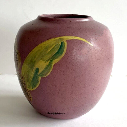 Art Deco earthenware vase signed Simone Larrieu