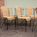 Chaises fer forgé rotin vintage