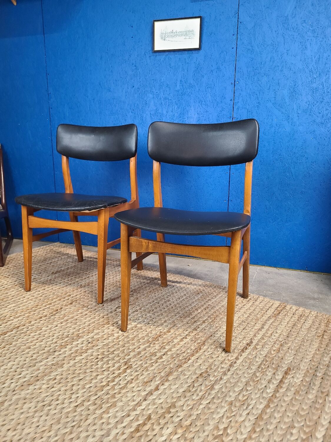 Scandinavian chair circa 1970 black skai
