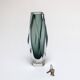 Vintage Geometric Vase in Grey "Sommerso" Murano Glass, Flavio Poli Style