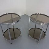 Mid-Century Glass & Metal Serving Bar Carts, 1960s, Set of 2