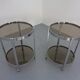 Mid-Century Glass & Metal Serving Bar Carts, 1960s, Set of 2