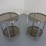 Mid-Century Glass & Metal Serving Bar Carts, 1960s, Set of 2