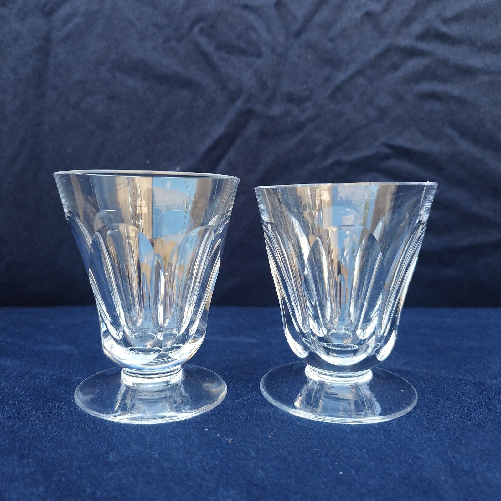 4 vintage Harcourt style faceted water glasses
