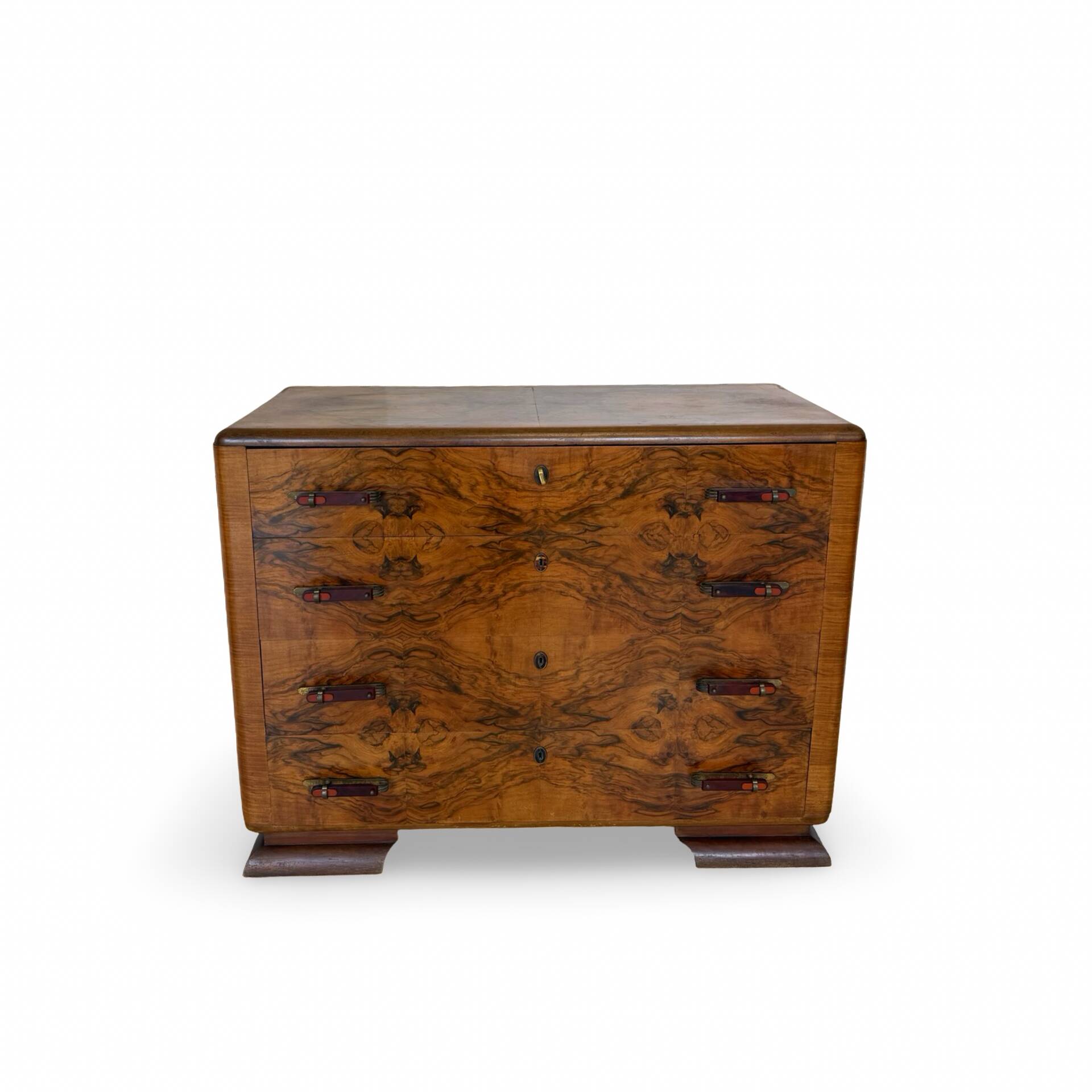 Walnut burl commode, Italian Art Deco, 1940s.